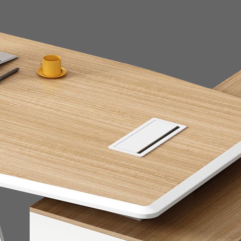 White and Natural Office Desk Modern Artificial Wood Executive Desk Locking Drawer Clearhalo 'furn' 'furn_office_desk' 'Furniture' 'Office Desks' 'Office Furniture' 'office_desk' 1200x1200_bb6e7c9f-542f-43ab-a000-cbdbde74c7d9