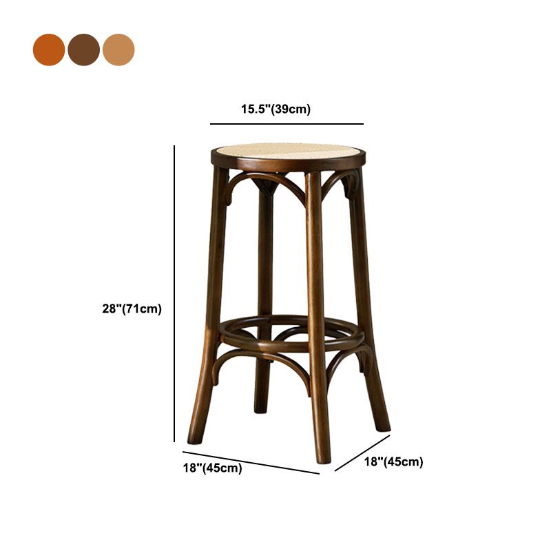 Contemporary Round Footrest Bar Stool Solid Wood Rattan Bar Stool Clearhalo 'Bar Furniture' 'Bar Stools' 'bar_stools' 'furn' 'furn_bar_stools' 'Furniture' 'Kitchen & Dining Furniture' 1200x1200_bb6f27bf-73f6-4f6f-9f55-5069ba9e1c77