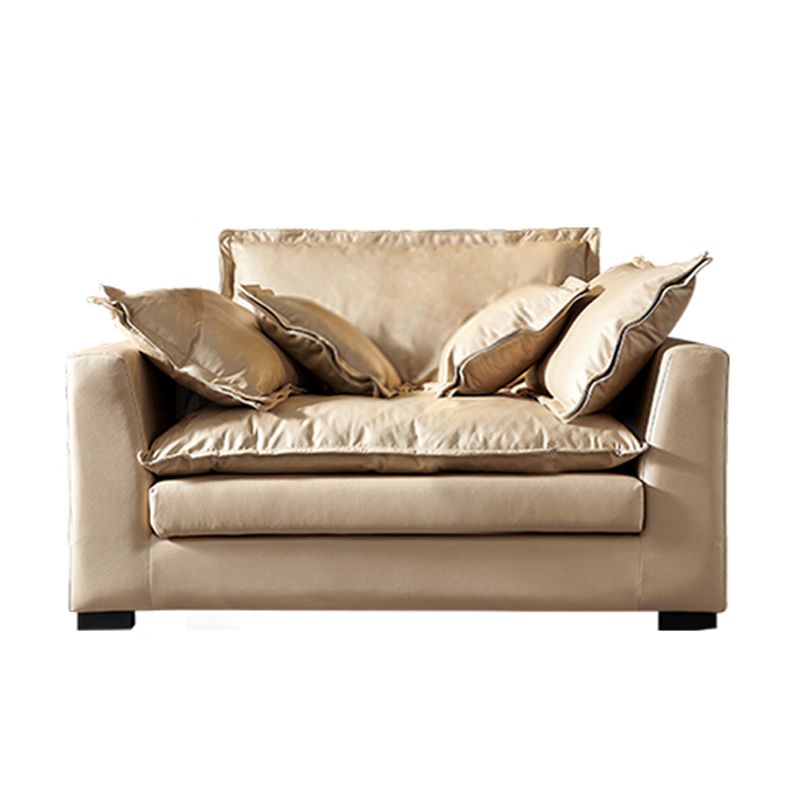 Beach Standard Sofa with Bolster Pillows 33.46"High Fabric Settee with Square Arm, Beige Clearhalo 'furn' 'furn_sofas' 'Furniture' 'furniture_sofas' 'Living Room Furniture' 'Sofa' 'sofas' 1200x1200_bb6f92c0-43d6-4b3a-9fbc-9ea4cd07fde3