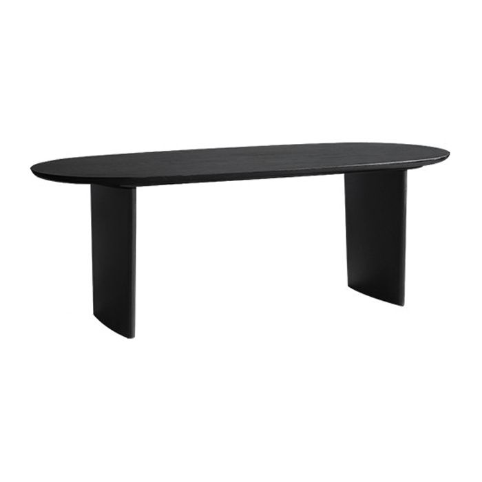 Oval Double Pedestal Modern Dining Table Black Fixed Table with Solid Wood Clearhalo ' dining_table' 'Dining Tables & Seating' 'Dining Tables' 'furn' 'furn_dining_table' 'Furniture' 'furniture_dining_table' 'Kitchen & Dining Furniture' 'kitchen&dining_furn' 'kitchen' 'kitchen_dining_table' 1200x1200_bb6fb252-9c84-4798-af65-44c4fad03895