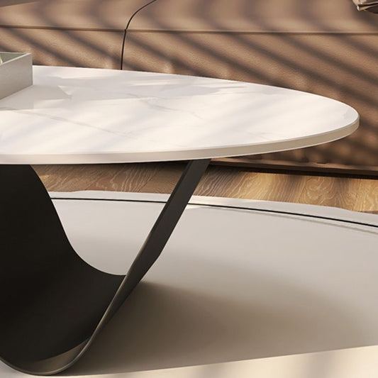 Glam Abstracts Cocktail Table Oval Coffee Cocktail Table for Living Room