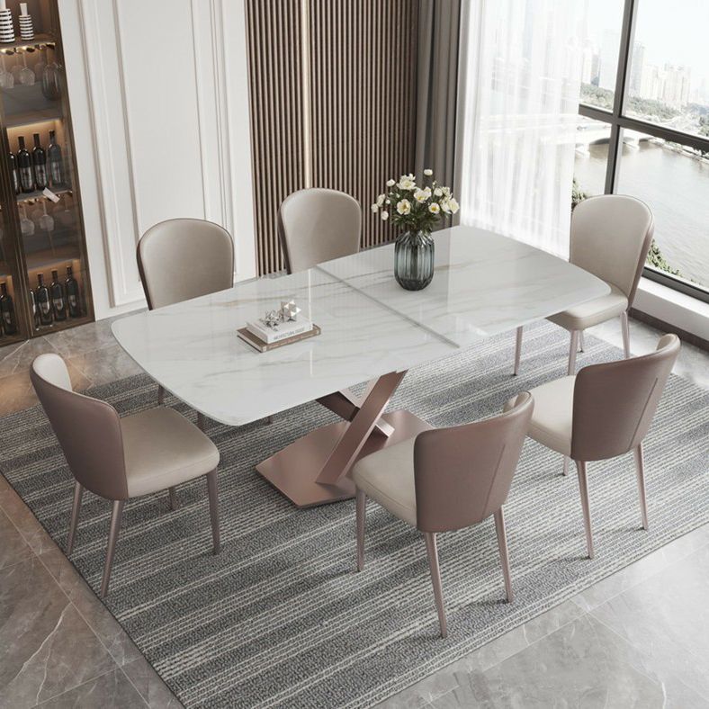 Nordic 1/2/5/6/7 Pieces Dining Set Sintered Stone Dining Table with Leather Chairs Clearhalo 'Dining Room Sets' 'Dining Tables & Seating' 'dining_room_set' 'furn' 'furn_dining_room_set' 'Furniture' 'furniture_dining_room_set' 'Kitchen & Dining Furniture' 1200x1200_bb75f576-173d-41dc-8c18-535866246782