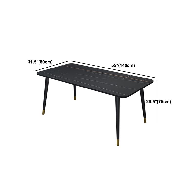 Black Rectangle Dining Table Set 1/2/5/7 Pieces Stone and Metal Dinette Set Clearhalo 'Dining Room Sets' 'Dining Tables & Seating' 'dining_room_set' 'furn' 'furn_dining_room_set' 'Furniture' 'Kitchen & Dining Furniture' 1200x1200_bb77935a-1571-410d-b1e3-1def9ce98aa3