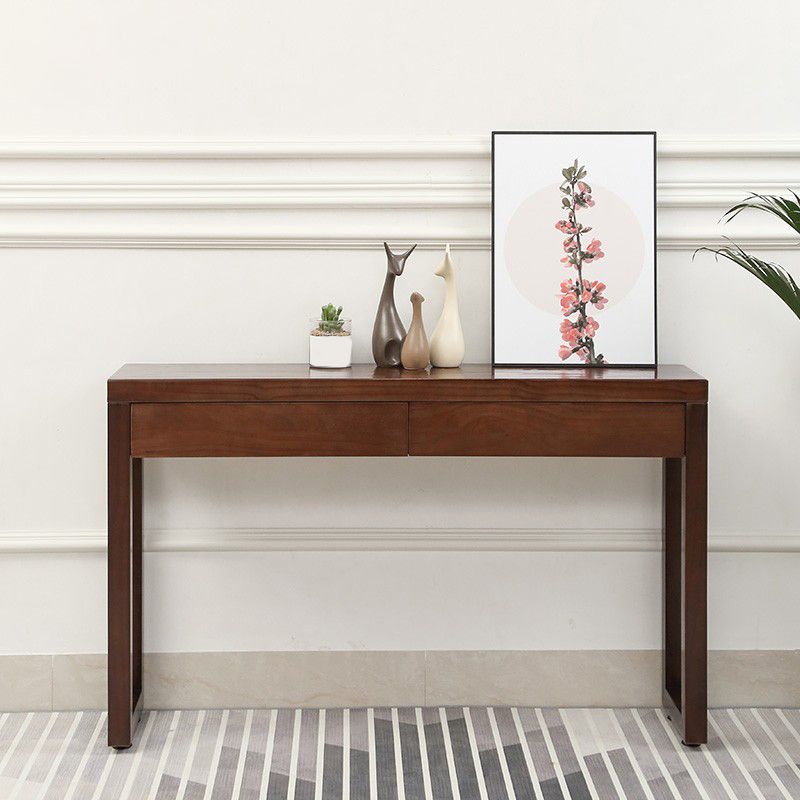 Divano console largo 12 pollici Tavolo da console in legno a 2 disegni in marrone scuro