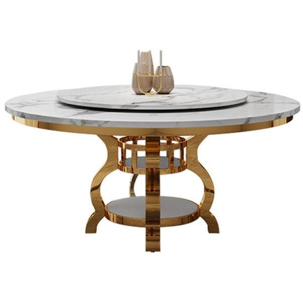 Metal Traditional Luxury Round Dining Table Marble Top Indoor Table with Pedestal Base Clearhalo ' dining_table' 'Dining Tables & Seating' 'Dining Tables' 'furn' 'furn_dining_table' 'Furniture' 'furniture_dining_table' 'Kitchen & Dining Furniture' 'kitchen&dining_furn' 'kitchen' 'kitchen_dining_table' 1200x1200_bb781419-820f-4907-ab70-7ee761127374