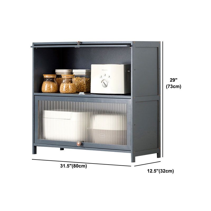 Puertas de vidrio gris Servidor de comedor Servidor de bambú contemporáneo para cocina