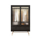 Black Solid Wood Wardrobe Modern Freestanding Wardrobe with Legs