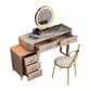 Glam Bedroom 5-Drawers Marble Metal Straight Feet Make-up Vanity