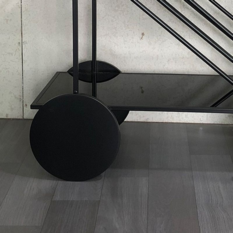 Table de préparation moderne en verre roulant ouvrir un chariot de cuisine rectangulaire