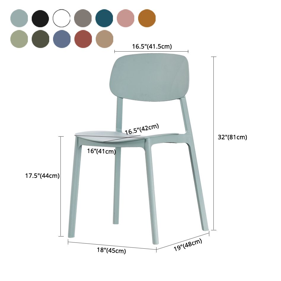 Open Back Armless Dining Chairs Plastic Stackable Dining Side Chair (Set of 4) Clearhalo ' kitchen&dining_furn' 'Dining Chairs' 'Dining Tables & Seating' 'dining_chair' 'furn' 'furn_dining_chair' 'Furniture' 'furniture_dining_chair' 'Kitchen & Dining Furniture' 'kitchen' 1200x1200_bb7d3c67-be63-41a6-9f70-42326e0fa39e