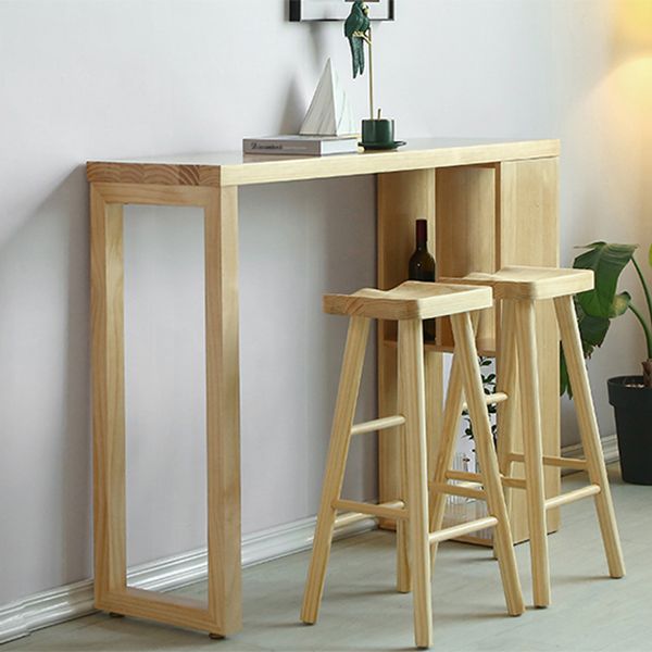 Double Pedestal Bar Table Set 2/3 Pcs Solid Wood Bar Table and Backless Stools Clearhalo 'Bar Furniture' 'furn' 'furn_home_bar_bar_sets' 'Furniture' 'Home Bars & Bar Sets' 'home_bar_bar_sets' 'Kitchen & Dining Furniture' 1200x1200_bb7fcd84-6244-415d-9683-8ca8431928ca