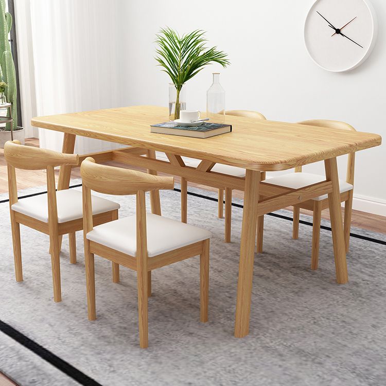 Modern Fixed Solid Wood Dining Room Table with 4 Wood Legs Kitchen Dining Set Clearhalo 'Dining Room Sets' 'Dining Tables & Seating' 'dining_room_set' 'furn' 'furn_dining_room_set' 'Furniture' 'furniture_dining_room_set' 'Kitchen & Dining Furniture' 'kitchen&dining_furn' 'kitchen' 1200x1200_bb8008cb-5c3f-40bf-8585-a64f0d27a1ba