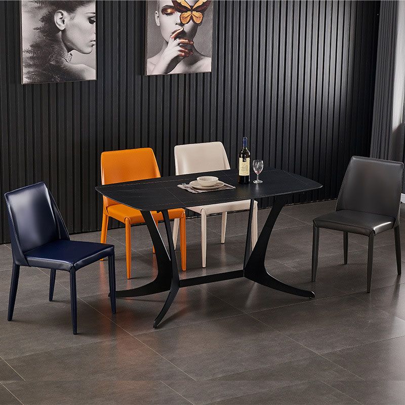 Contemporary Leather Chairs Set Kitchen Dining Room Solid Back Side Chair Clearhalo ' kitchen&dining_furn' 'Dining Chairs' 'Dining Tables & Seating' 'dining_chair' 'furn' 'furn_dining_chair' 'Furniture' 'furniture_dining_chair' 'Kitchen & Dining Furniture' 'kitchen' 1200x1200_bb801502-48b6-4348-b556-ceec6ebdcabe