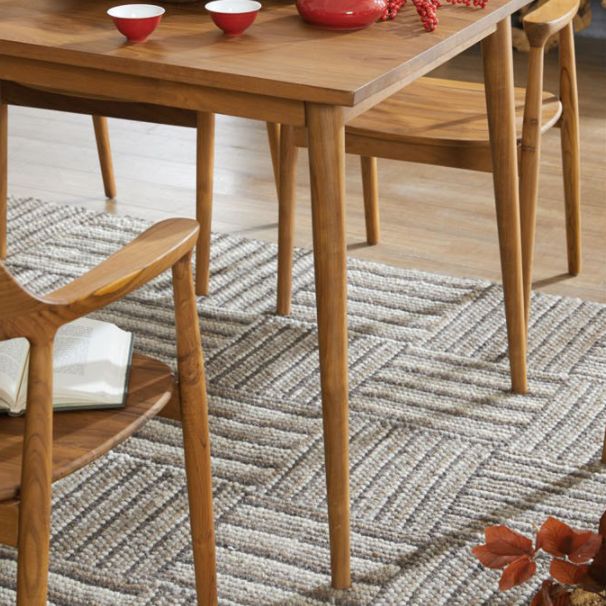 Rectángulo 4 patas mesa de comedor acabado natural piernas de cena fija moderna