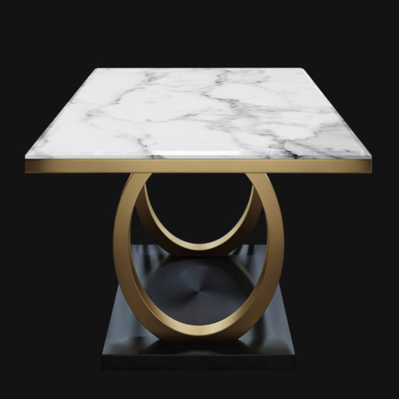 Metal Traditional Luxury Rectangle Indoor Table Sintered Stone Table with Metal Trestle Clearhalo ' dining_table' 'Dining Tables & Seating' 'Dining Tables' 'furn' 'furn_dining_table' 'Furniture' 'furniture_dining_table' 'Kitchen & Dining Furniture' 'kitchen&dining_furn' 'kitchen' 'kitchen_dining_table' 1200x1200_bb82b86b-cf68-472e-ae63-9be8ef0b2d21