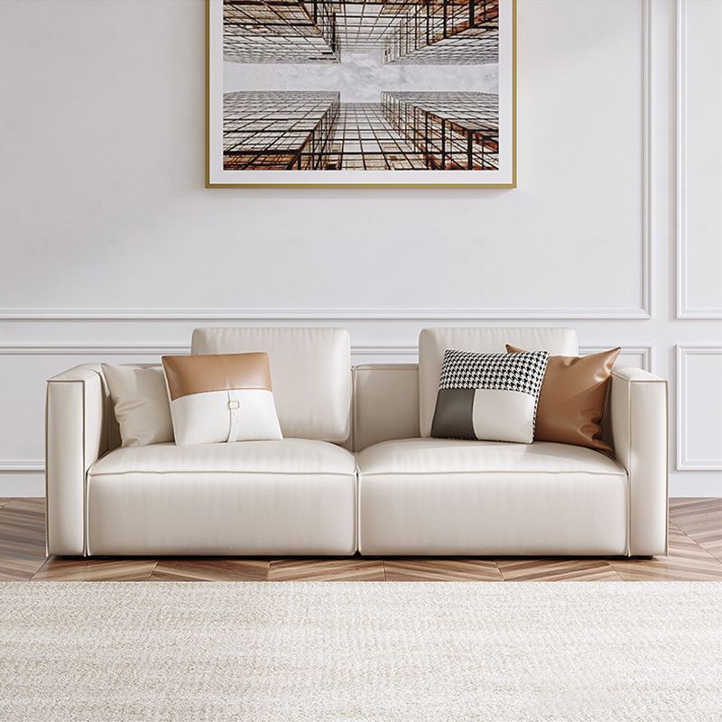 Square Armrest Latex/sponge Upholstered Tech Fabric Upholstered Off-white Sofa Clearhalo 'furn' 'furn_sofas' 'Furniture' 'furniture_sofas' 'kitchen' 'kitchen_sofas' 'Living Room Furniture' 'Sofa' 'sofas' 1200x1200_bb864386-5d22-42e4-bf24-151ecbb6b397