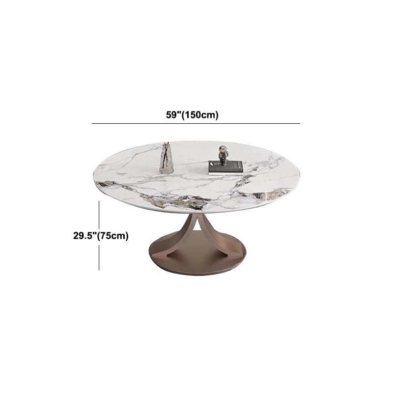 Mesa de comedor de piedra sinterizada redonda muebles modernos con base de acero pedestal