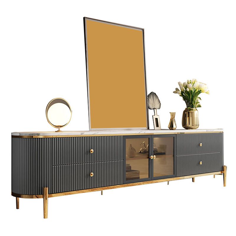 Glam Stone Media Console 4 Drawers TV Stand Console with Doors Clearhalo 'furn' 'furn_tv_stands_entertainment_centers' 'Furniture' 'Living Room Furniture' 'TV Stands & Entertainment Centers' 'TV Stands & Media Storage Furniture' 'tv_stands_entertainment_centers' 1200x1200_bb8a0d8e-7c55-428e-b897-8b883b8f6b94