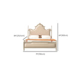 Solid Wood Upholstered Bed Frame Victorian Beige Standard Bed with Nailhead Trim