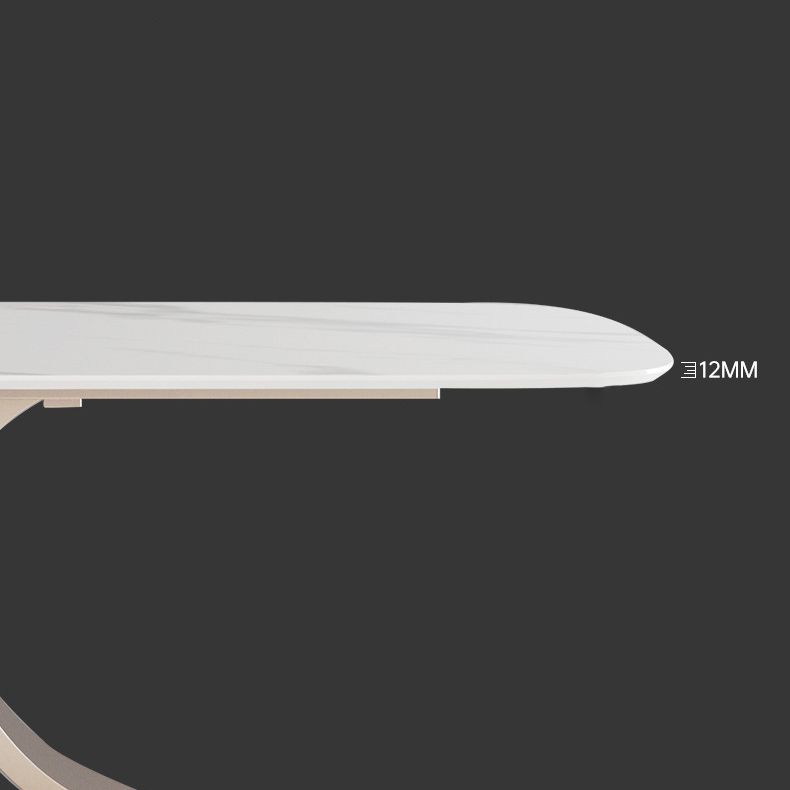 Modern Rectangle Dining Table Set 1/2/5/6 Pieces Dinette Set with White Sintered Stone Top