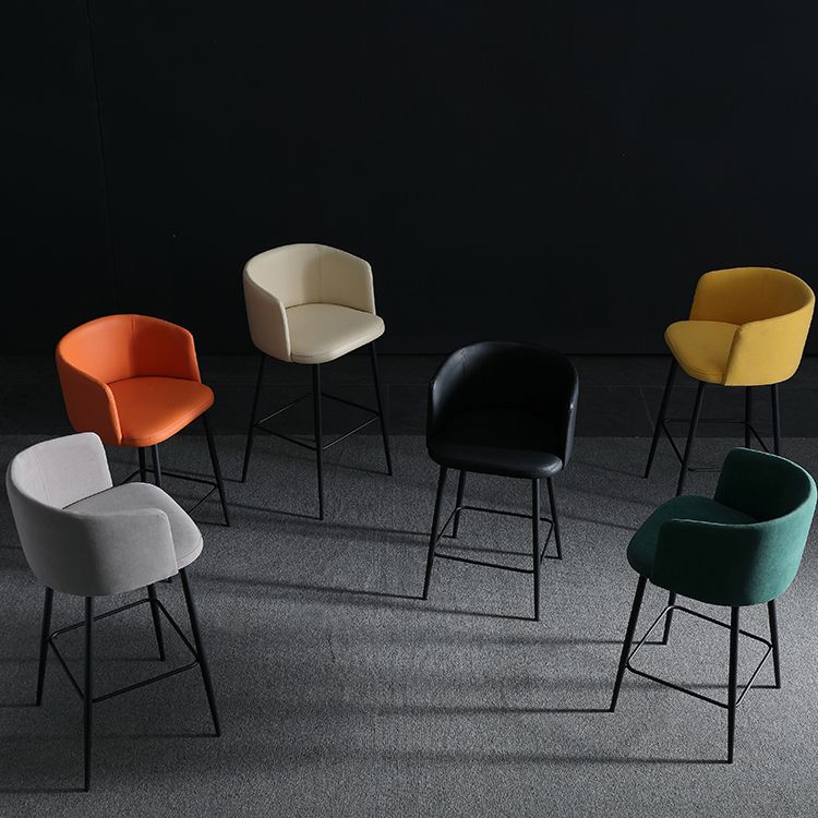Taburete de bar moderno, taburetes de bar con respaldo de cuero para comedor con patas de metal