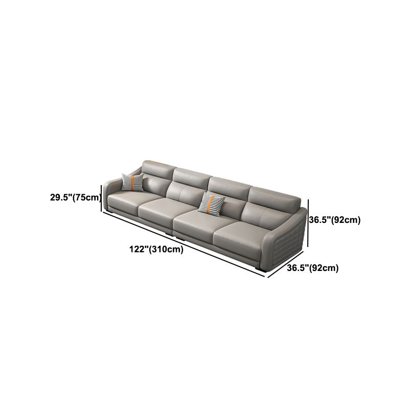 Modernism Genuine Leather Sectional Sloped Arm Sectional in Grey