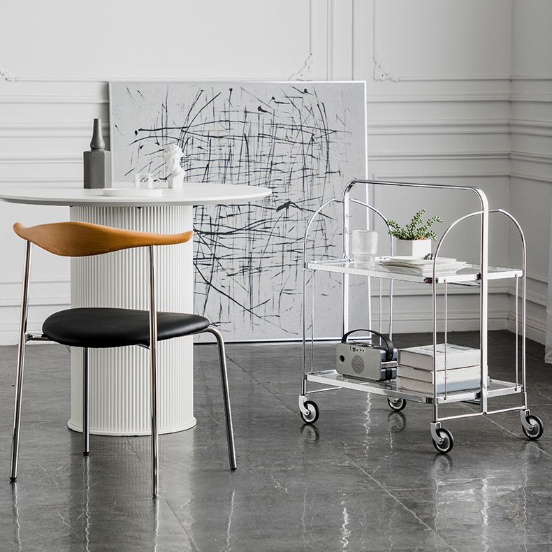 Mesa de esquina superior de vidrio contemporánea con estante, mesa lateral rectangular