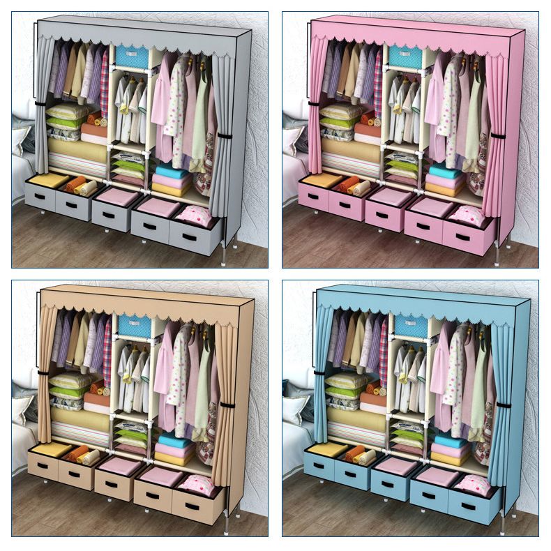 Contemporary Style Metal Wardrobe 3-drawer Wardrobe Closet for Bedroom