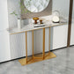 Glam Rectangle Shape Console Sofa Table with Stone Top for Hall