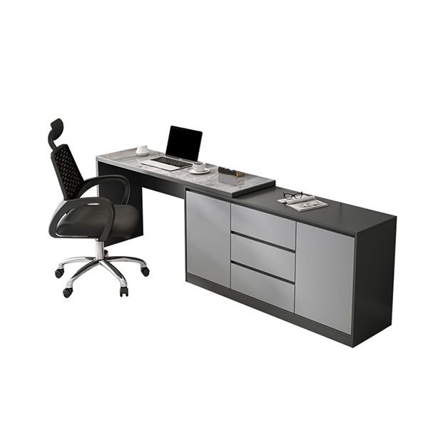 Grijze 3-lads houten ijdelheid kleedtafel met make-uptafel en ontlasting