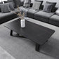 Rectangular Slate with Metal Cross Base Glam Style Coffee Table