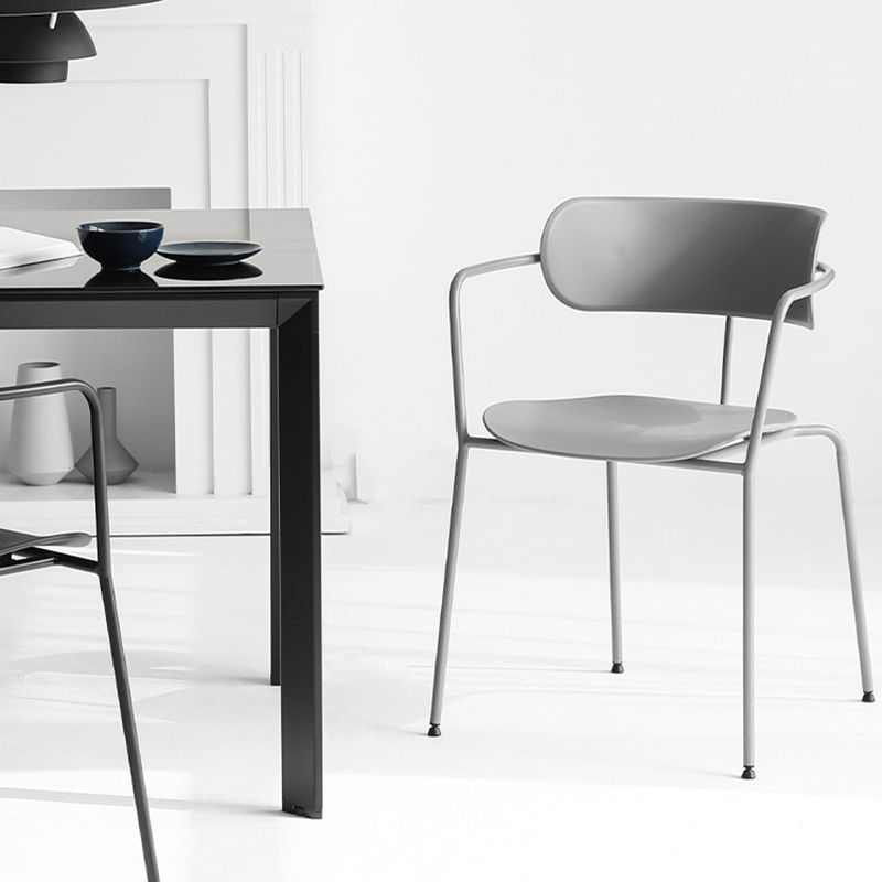 Contemporary Style Arm Chair Plastic Open Back Side Chair with Metal Base Clearhalo 'Dining Chairs' 'Dining Tables & Seating' 'dining_chair' 'furn' 'furn_dining_chair' 'Furniture' 'Kitchen & Dining Furniture' 1200x1200_bb923735-24e2-4cce-acbd-1380af208912