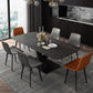 Mesa rectangular de estilo industrial, mesa de piedra sinterizada con patas de metal para cocina