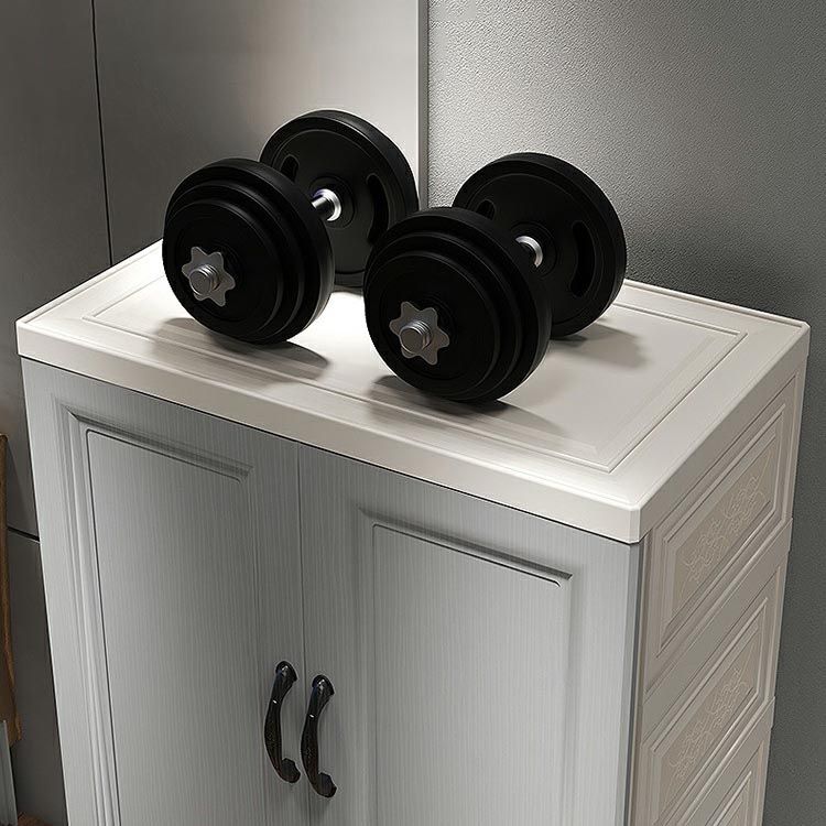 Armadio moderno bianco moderno a 2 porte con cassetti del guardaroba di plastica