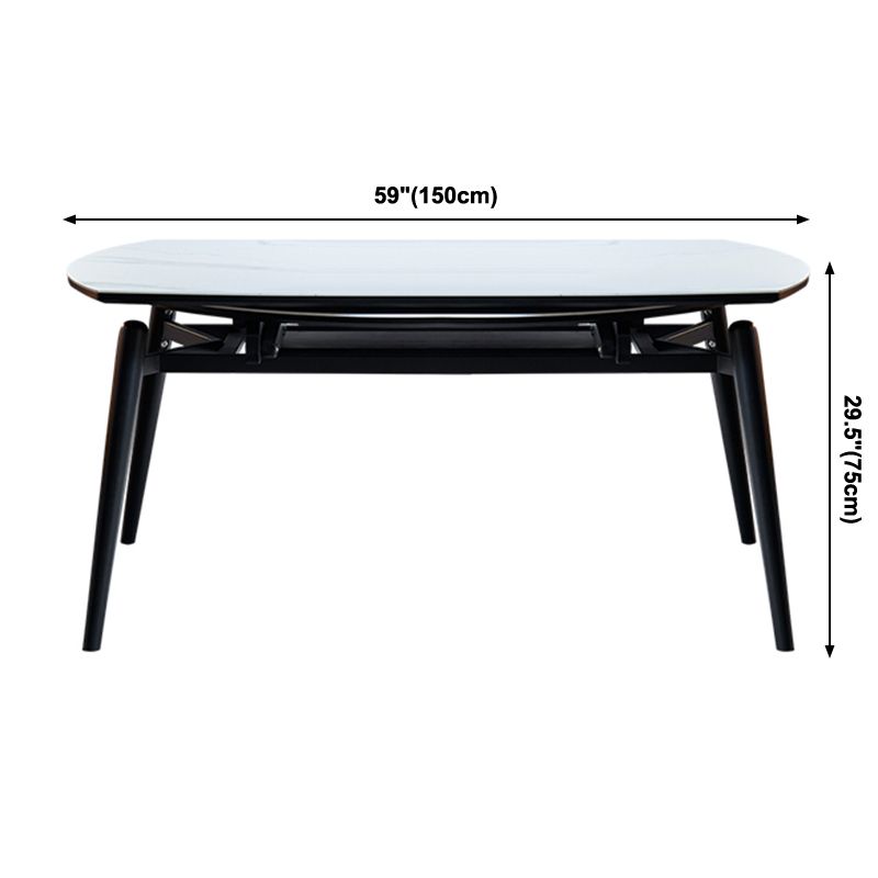 Simplicity Style Round Dining Table Stone Drop-Leaf Dinner Table with 4 Legs Clearhalo ' dining_table' 'Dining Tables & Seating' 'Dining Tables' 'furn' 'furn_dining_table' 'Furniture' 'furniture_dining_table' 'Kitchen & Dining Furniture' 'kitchen&dining_furn' 'kitchen' 'kitchen_dining_table' 1200x1200_bb94af2d-4ef4-4229-b38d-4f203d82da09