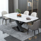 Glam Style Dinette Table Rectangle Stone Dining Room Table for Kitchen
