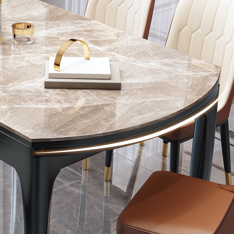 Modern Round Extendable Dining Table Stone Tabletop with Black Wood Legs Clearhalo 'Dining Tables & Seating' 'Dining Tables' 'dining_table' 'furn' 'furn_dining_table' 'Furniture' 'Kitchen & Dining Furniture' 1200x1200_bb9aa3f3-7f72-409d-a703-94dac4cbefbf