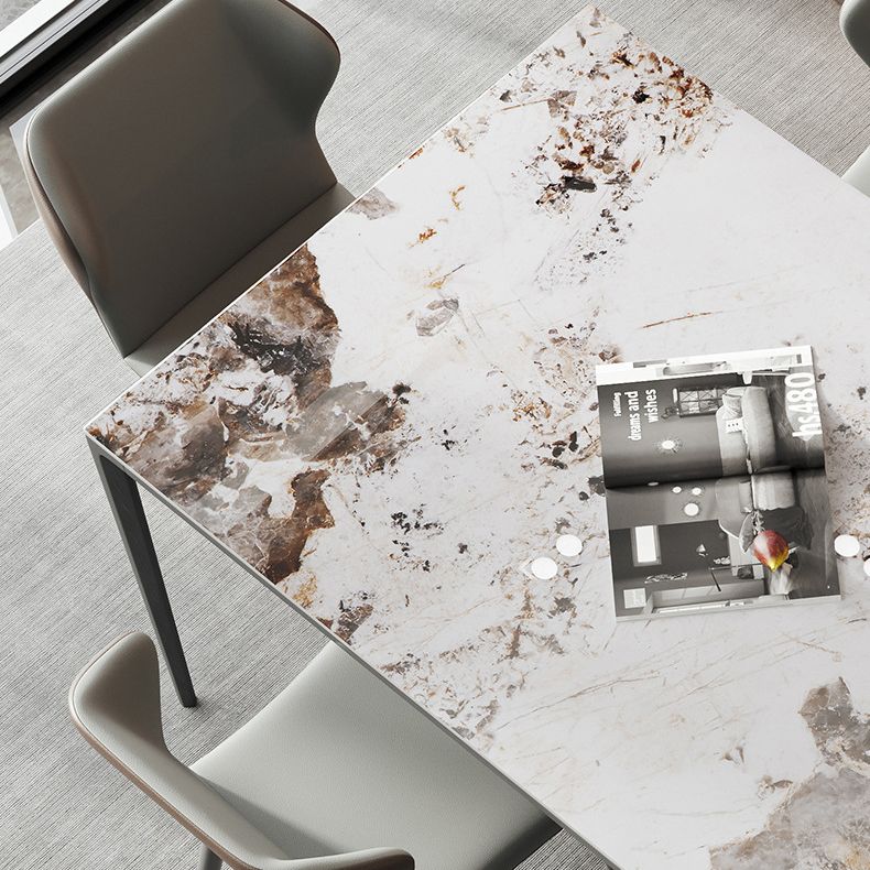 Modern Stone Dining Table Set 1/2/3/5/7 Pieces Dining Set with Solid Back Chairs