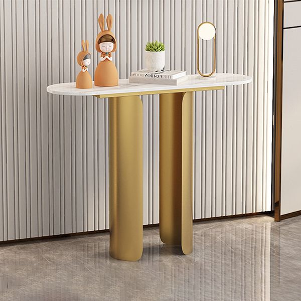 11,81 "W tavolo di accento console glam ovale di divano console di finitura antica