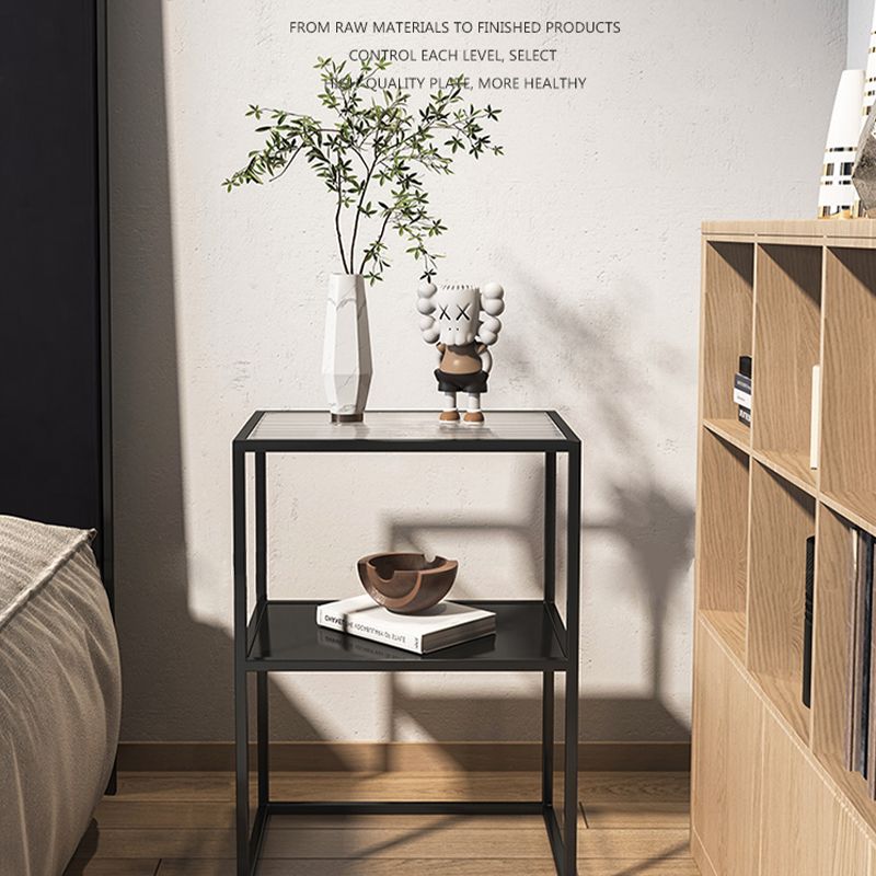 Mesa de deslizamiento del extremo de marco mesa de esquina de doble nivel rectangular con almacenamiento