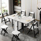 Modern Style White Dining Table Rectangle Drop-Leaf Dining Table for Home Use Clearhalo ' dining_table' 'Dining Tables & Seating' 'Dining Tables' 'furn' 'furn_dining_table' 'Furniture' 'furniture_dining_table' 'Kitchen & Dining Furniture' 'kitchen&dining_furn' 'kitchen' 'kitchen_dining_table' 1200x1200_bb9f12c1-bc29-4758-991d-98b16f72b941