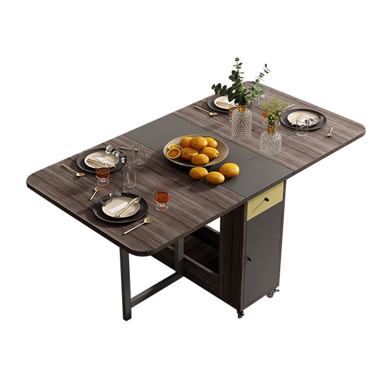 Rectangle Mid-Century Modern Folding Table Pedestal Base Table for Dining Room(only table) Clearhalo ' dining_table' 'Dining Tables & Seating' 'Dining Tables' 'furn' 'furn_dining_table' 'Furniture' 'furniture_dining_table' 'Kitchen & Dining Furniture' 'kitchen&dining_furn' 'kitchen' 'kitchen_dining_table' 1200x1200_bb9f585e-bff8-416a-8eca-98291f7159c6