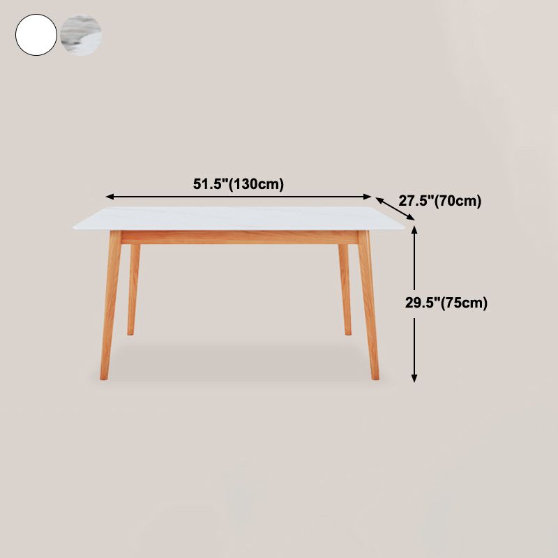 4つの木製の脚のあるモダンな長方形のダイニングテーブル焼結石上部テーブル