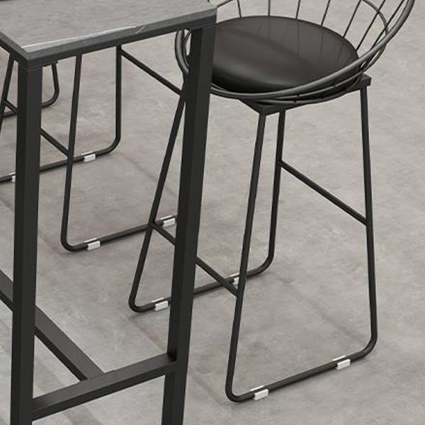 Scandinavian Metal Barstool Fabric Upholstered Counter Stool in Matte Finish Indoor