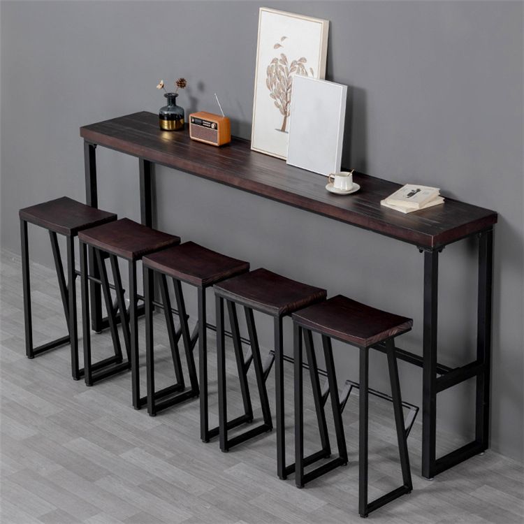 Brown Modern Style Bar Table Solid Wood and Iron Balcony Casual Bar Table Clearhalo 'Bar Furniture' 'Bar Tables' 'bar_tables' 'furn' 'furn_bar_tables' 'Furniture' 'furniture_bar_tables' 'Kitchen & Dining Furniture' 1200x1200_bba27019-66ca-4f35-8e3a-8986d4b783ae