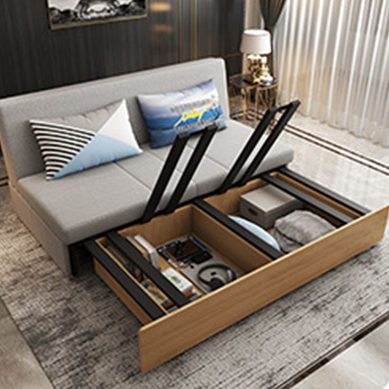 Linen Square Arm Sofa Bed 35.43" Wide Contemporary Convertible Sofa Clearhalo 'furn' 'furn_sofas' 'Furniture' 'Living Room Furniture' 'Sofa' 'sofas' 1200x1200_bba36b68-09e2-4cb8-b54b-ecd8793d20d3