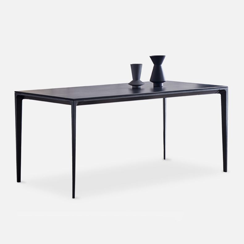 Stone Top Dining Table Rectangle Contemporary Table with 4 Legs in Black Clearhalo 'Dining Tables & Seating' 'Dining Tables' 'dining_table' 'furn' 'furn_dining_table' 'Furniture' 'furniture_dining_table' 'Kitchen & Dining Furniture' 'kitchen' 'kitchen_dining_table' 1200x1200_bba4d533-b85b-4b69-bbbd-142b14e1f07d