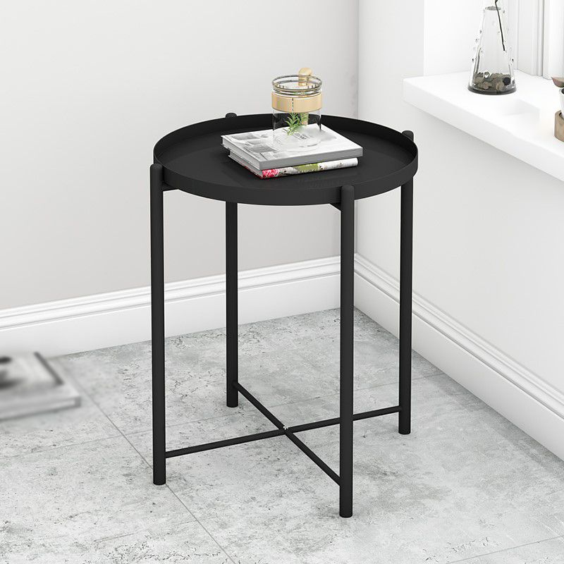 20.4"H Modern Metal Frame Base Solid Color Round Coffee Table End Table