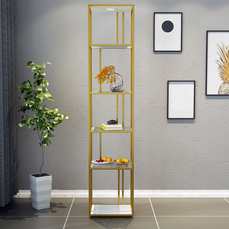 Industrial Vertical Open Etagere Bookshelf Iron Frame Glass Shelf Bookshelf Clearhalo 'Bookcases' 'furn' 'furn_bookcases' 'Furniture' 'furniture_bookcases' 'kitchen' 'kitchen_bookcases' 'Living Room Furniture' 'Office Furniture' 1200x1200_bba5e72c-123d-41e3-9bfc-edaf3fa54359