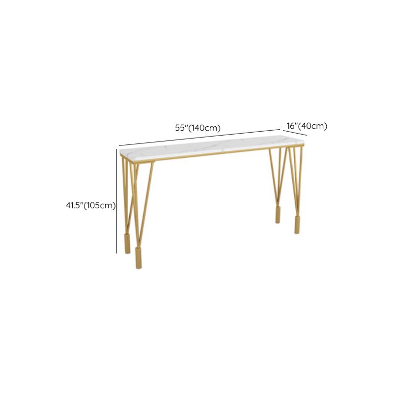 Glam Style Bistro Bar Table Rectangle Faux Marble Bar Table for Living Room